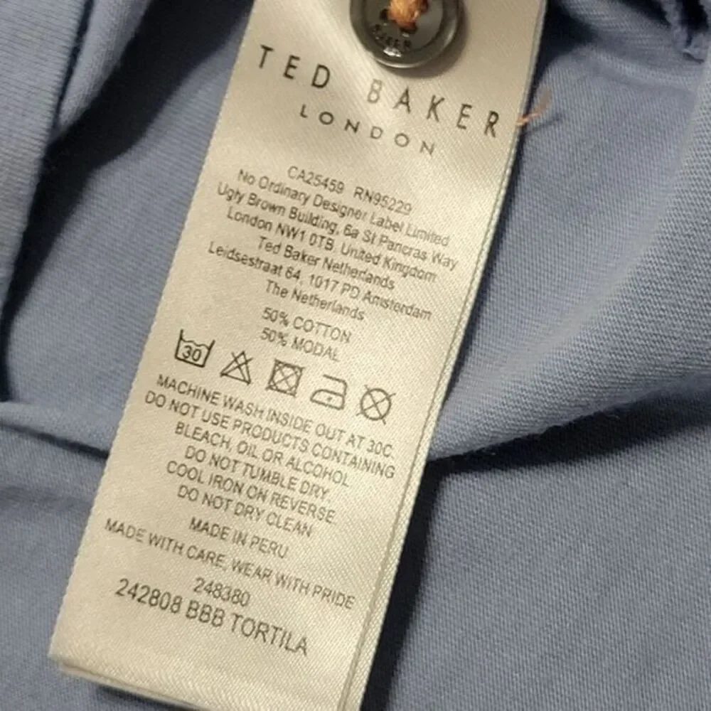 Ted Baker Polo Shirt 6 Light Blue Cotton Blend‎